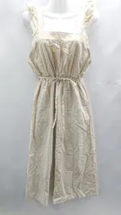 ◇ ⊂ flower フラワー サイドジップ ウエストドロスト ノースリーブ ロング ワンピース サイズ表記 ベージュ レディース E  【1503060023990】