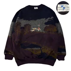 Vintage ビンテージ DesignKnit デザインニット LongSleeve 長袖 CityBoy シティーボーイ 日本製 Embroidery 刺繍 Acrylic アクリル Wool ウール Nylon ナイロン Purple パープル 紫 3L