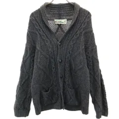 アランクラフト 90s アイルランド製 メリノウール オールド 長袖 ショールカラー ニットカーディガン S チャコールグレー aran crafts メンズ