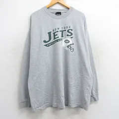 XL/古着 リーボック 長袖 Tシャツ メンズ NFL ニューヨークジェッツ 大きいサイズ コットン クルーネック グレー 霜降り アメフト スーパー