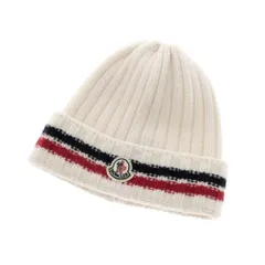 【中古】モンクレール MONCLER ミドルゲージウール ニットキャップ オフホワイトxレッド×ダークネイビー【メンズ】のサムネイル