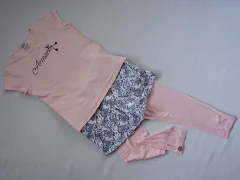アルマーニジュニア armani junior 子供服 女の子 7歳 8歳 約 120cm 130cm 半袖 Tシャツ ショート パンツ レギンス ロング丈 ピンク 青 リバティ 花柄 3点 春 夏 ★3 セットアップ ガールズ キッズ 【中古】