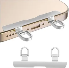 Turkalla スマホストラップホルダー 2口タイプ ・0.2mmの超薄型・浮きにくい湾曲設計 ステンレス製 携帯ストラップ タグパッチ 10kgまでの荷重量 スマホケースに挟む 充電影響なし 落下紛失防止(シルバー)