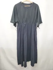 ◇ ⊂ Lowy by CORNERS 切替 半袖 ロング丈 ワンピース 表記なし ネイビー ブラック レディース E  【1507010015066】