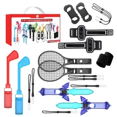 Uniraku【12-in-1セット】新登場!Nintendo Switch Sports(ニンテンドースイッチスポーツ)Joy-Conアクセサリ Nintendo Switch Sports用周辺機器 テニスラケット/真剣/アームバンドなどの道具を使って 0