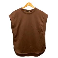 ジーユー GU ドライフレンチスリーブ チュニック カットソー クルーネック 無地 S 茶 ダークブラウン