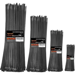Symretie サイズ別セット ジップタイ（20cm＋30cm＋35cm＋45cm） 両面歯付き 引張強度 45kg ヘビーデューティー セルフロッキング式 調節可能 耐久性のあるナイロン製ケーブルタイ 屋内・屋外兼用（400 本入り） 0