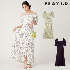 【爆速配送】【即納】【新作10%OFF】フレイアイディー FRAY I.D ワンピース 25春夏 フルーツプリント2wayオフショルワンピース ロング丈 半袖 ドレス fwfo252089