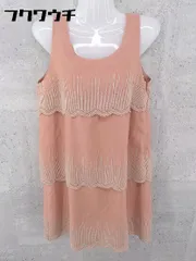 ◇ Ray BEAMS レイビームス 刺繍 ティアード ノースリーブ ミニ ワンピース ピンク系 ベージュ レディース 【中古】 【1002801066260】