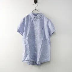 ジムフレックス Gymphlex フレンチリネン ストライプ ボタンダウン シャツ ブラウス 14/サックスブルー トップス【2400014469844】