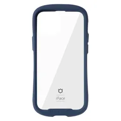 iFace Reflection iPhone 13 mini ケース クリア 強化ガラス (ネイビー)【アイフェイス アイフォン 13mini カバー 透明 耐衝撃 米国MIL規格取得 ストラップホール付き】