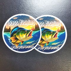 送料無料　Black bass　ブラックバス　シール「ブラックバス　バスフィッシング　ステッカー」（約６０ｍｍ×約６０ｍｍ）※２枚セット販売
