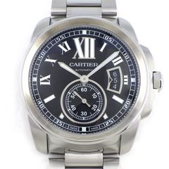 カルティエ Cartier 腕時計 カリブル W7100016 デイト スモールセコンド 裏スケ 夜光インデックス 夜光針 ブラック文字盤 SS 自動巻き 【中古】