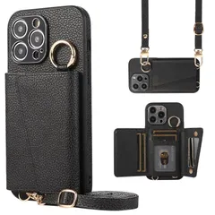 【数量限定】TENSIK iPhone 15 Pro Max ケース 手帳型 アイフォン 15 プロ マックス ショルダー スマホケース iPhone15 Pro Max カバー PUレザー 肩掛け 斜めかけ マグネット式 ICカード収納 鏡付き 写真入りポケ