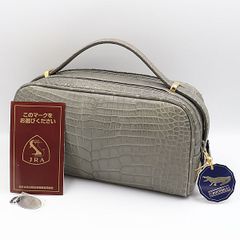 JRA認定 クロコダイル ベージュ ハンドバッグ カデナ マットクロコ
