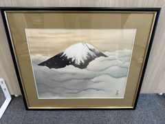 肉筆 日本画 水墨画 富士山 60×60cm 額装 春逸 落款あり - メルカリ
