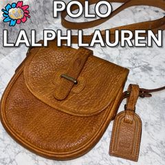 希少 ポロラルフローレン ショルダーバッグ ダブルベルト シボ革 本革 