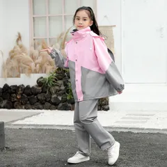 ☆ ピンク ☆ XL ☆ レインスーツ キッズ pk0916 レインコート 上下 リュック対応 ジュニア レインスーツ 小学生 中学生 子供 キッズ ランドセル対応 ランドセル 反射 つば付き ツバ付き フード付き 通学 登校 自転車 林間学校 キャンプ
