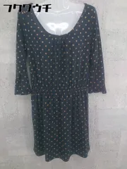 ◇ NATURAL BEAUTY BASIC 水玉 ドット 長袖 膝丈 ワンピース サイズM ネイビー レディース 【中古】 【1002802313653】