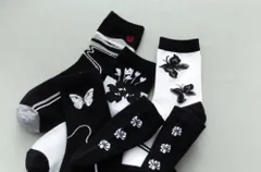 モノクロ　シック　ロック　靴下5足セット　ドレディース　ソックス　便利　消耗品