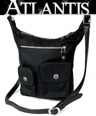 CHROME HEARTS ブラック レザー ショルダーバッグ CHROME HEARTS クロムハーツ ショルダーバッグ ラージCHクロス