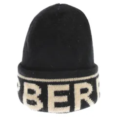 BURBERRY (バーバリー) ロゴジャガード カシミヤビーニー ニットキャップ ブラック 8023982のサムネイル