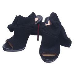クリスチャンルブタン Christian Louboutin オープントゥニット ピンヒール サンダル #37 ブラック