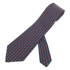 HERMES エルメス ネクタイ  H柄/ベルト柄   シルク100％ ネイビー メンズ / 240001158869