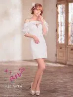 ホワイト [AOC-3882]【an/アン】ラメ/ 楊柳シフォン/ フリル/ ジッパー/ ビジューキャミ/ 2WAY/ オフショル/ 五分袖/ タイト/ ミニドレス/ キャバドレス / ワンピース