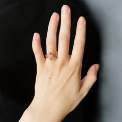 クロスライン✨ジルコニアリング ゴールド 華やか 指輪 フリーサイズ