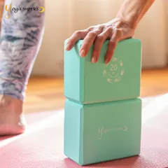 新品 ヨガブロック ヨガワークス ブロック 軽量 EVA mini 2個セット ミント yogaworks ヨガ ブロック プロップス ハーフサイズ おしゃれ