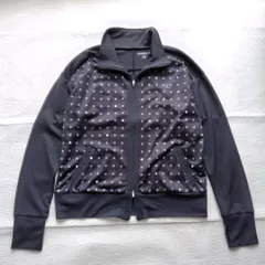 【オールシーズン/快適を纏う/美品】DANSKIN ダンスキン フルジップジャケット L 黒 レディース/UVカット/ヨガ/ジム/吸汗速乾/ドット柄