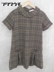 ◇ ●美品● ◎ earth music&ecology タグ付き チェック 半袖 膝丈 ワンピース サイズF ブラウン ブラック レディース 【中古】 【1002800513079】