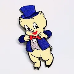 送料無料！ ★刺繍アイロンワッペン★【 Porky Pig （ポーキーピッグ）】ルーニーテューンズ 〚アメリカン雑貨 アメトイ〛