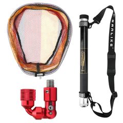 3点セット-タモジョイント付属_2.4M SANLIKE たも網 玉の柄 タモジョイント 3点セット 軽量 小継 伸縮 タモの柄 グラス繊維 小継玉の柄 玉網 タモ網 携帯便利 コンパクト ランディングネット 淡水海水適用 2.4M