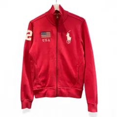 RALPH LAUREN ラルフローレン ハイネックジップ スウェット 赤 レッド サイズM 裏起毛 刺繍 USA国旗 羽織りトレーナー スポーティ カジュアル レディース 秋 ゴーゴー古着マルイ草加店2002