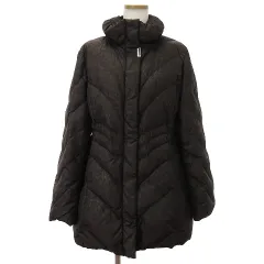 バルマン BALMAIN ダウンコート ミドル丈 ジップアップ ドローコード ヒョウ柄 アニマル柄 EL307D-75F 茶 ブラウン Lのサムネイル