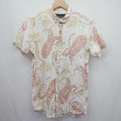 ◇ ⊂ influence ペイズリー柄 半袖 シャツ サイズS ホワイト系 メンズレディース E  【1505290006873】