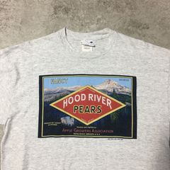 90~00s HOOD RIVER PEARS Printed T-shirt　フッドリバー 梨  Tシャツ フィッシング アウトドア