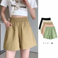 ショートパンツ レディース ハーフパンツ ガウチョパンツ ボトムス ゆったり リラックス 五分丈 ひんやりウエストゴム(メール便送料無料)