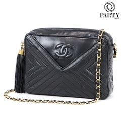 CHANEL タッセルチャーム シェブロン チェーンショルダーバッグ #00
