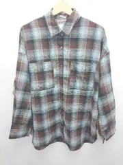 ◇ ⊇ ◎ ●未使用● axes femme アクシーズファム チェック ロング 長袖 シャツ サイズF ブラウン マルチ レディース E  【1506250003437】