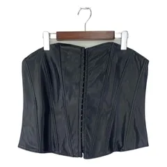 美品 ZARA ザラ タグ付き フェイクレザー ビスチェベスト sizeEUR XL/ブラック