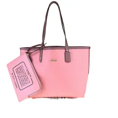 【中古】 コーチ(Coach) シグネチャー F32084 リバーシブル レザー トートバッグ ピンク 01GA449