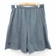 W33/古着 ラッセル ショート イージー パンツ ショーツ メンズ ワンポイントロゴ グレー 25apr03 中古 ボトムス 短パン ショーパン