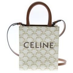 CELINE (セリーヌ) 2WAY バーティカルミニ トリオンフ 総柄 キャンバス ショルダー ハンドバッグ アイボリー 194372BZK01BC