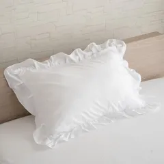 【特価商品】シルフィーズ 枕カバー 45×65cm 封筒型 フリル 大人可愛い オールシーズン 洗える 柔らか おしゃれ 無地 ホワイト