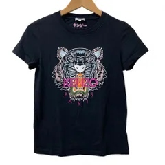 美品 KENZO ケンゾー ロゴ タイガープリント クルーネック 半袖 Tシャツ カットソー サイズS ブラック レディース 古着 中古 USED