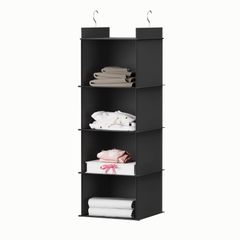 【人気商品】YOUDENOVA クローゼット 吊り下げ収納 4段 折りたたみ 収納ラック 吊り下げ 収納 吊り下げ 衣類収納 帽子収納 省スペース バッグ 収納ラック 吊り下げ（ブラック・4段）