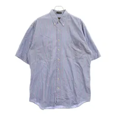 Eddie Bauer (エディバウワー) Rufton Stripe Shirt フロントボタン ボタンダウン ストライプ柄 コットン 半袖シャツ ショートスリーブ パープル/グリーン